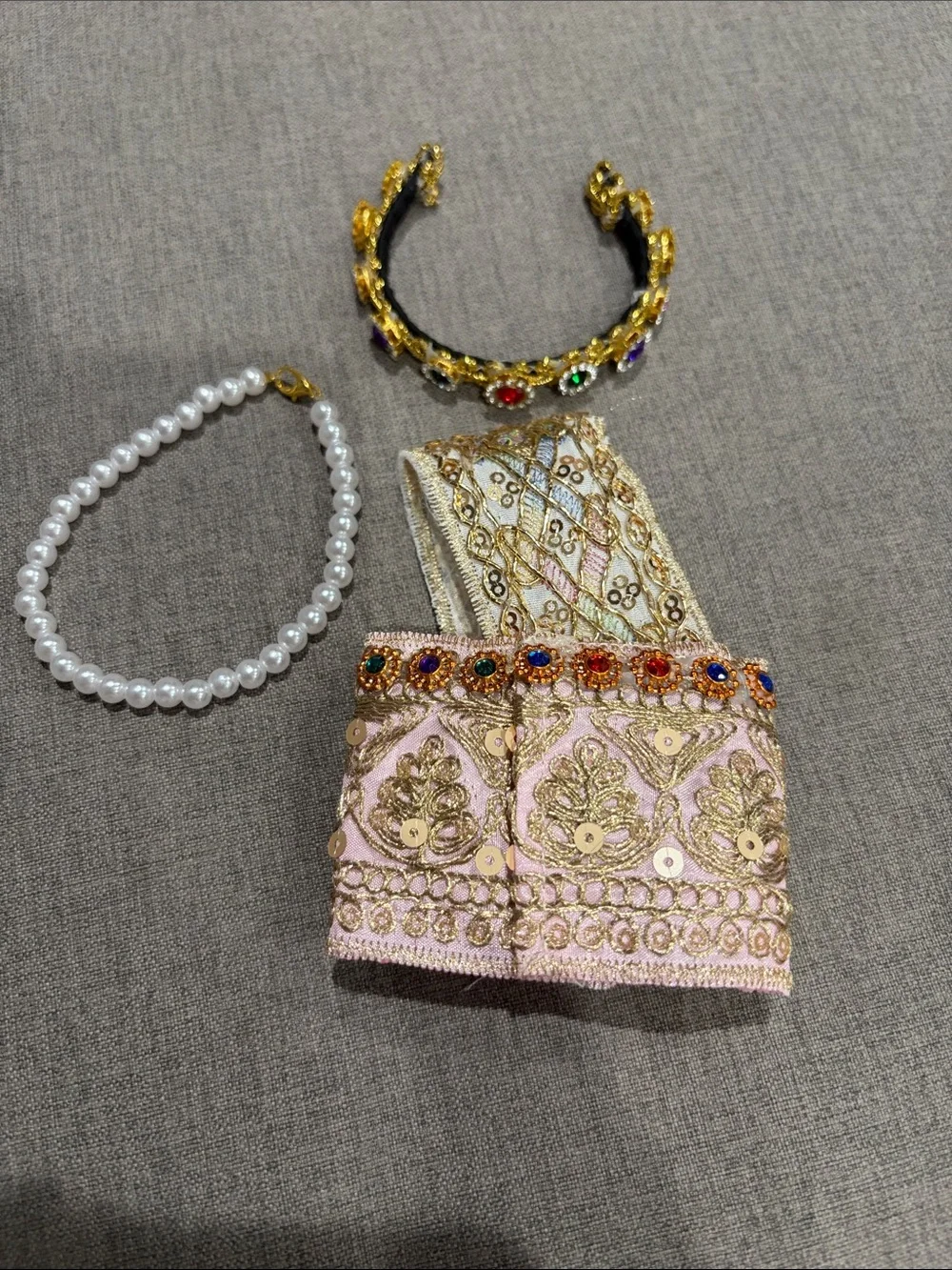 Labubu or XS Doll Embellished Pink and Gold Dress Set. Thailand inspired